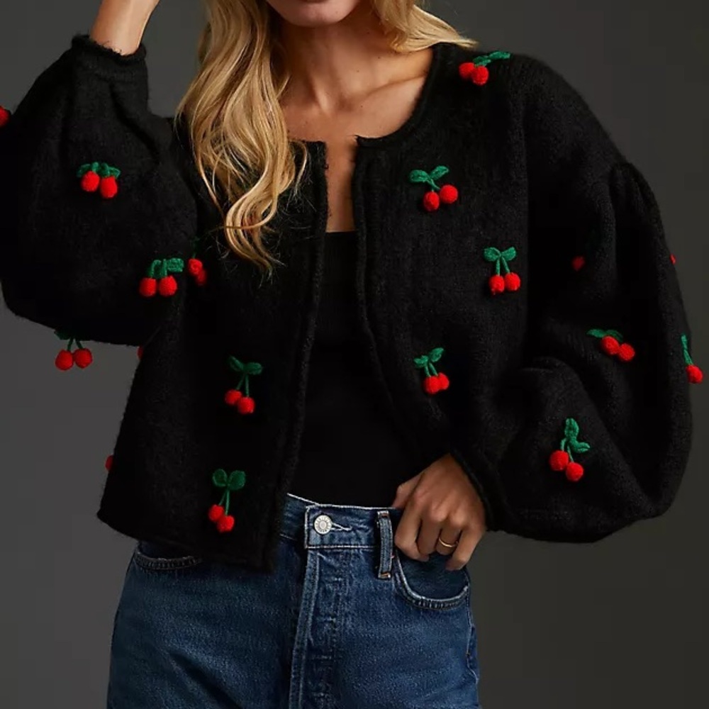Farm Rio Crochet Cherry Cardigan